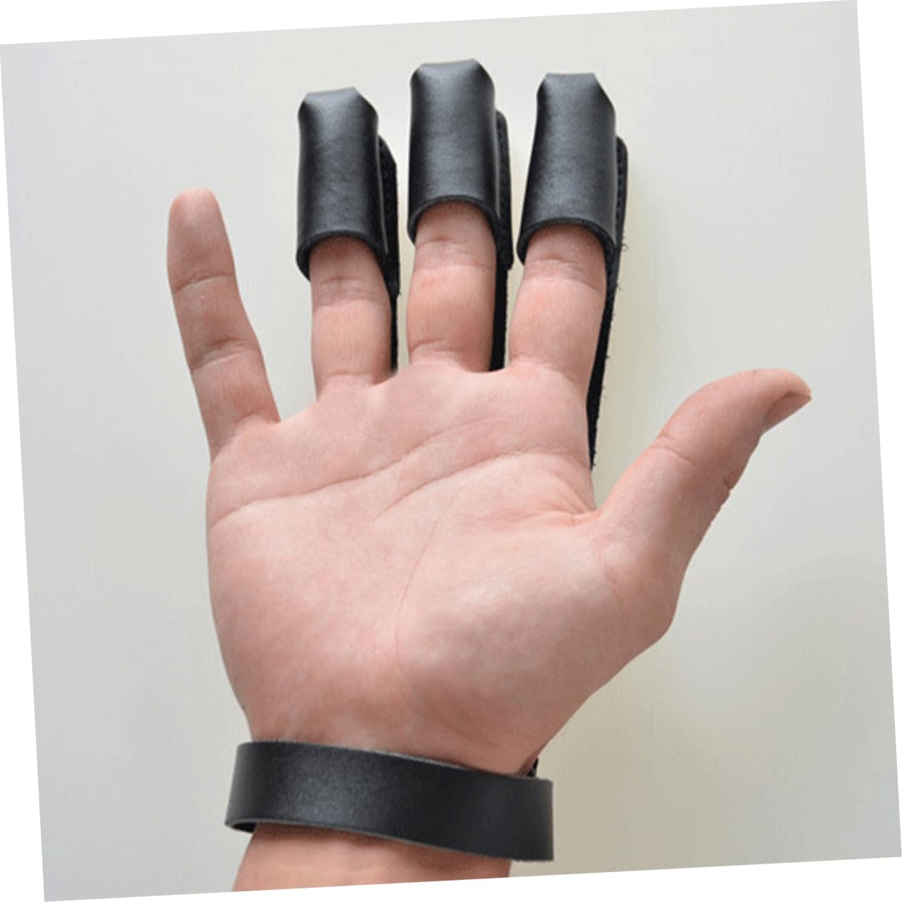 LIOOBO 1Pc Glove Arm Protector Black Leather Finger Protector and Forearm Guard for Wrist Strap for Comfort and Safety