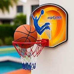 Tabela de Basquete Infantil Aro Metálico Cesta para Parede Kit Completo Esporte em Casa Brinquedo Atividade Física Criança INMETRO
