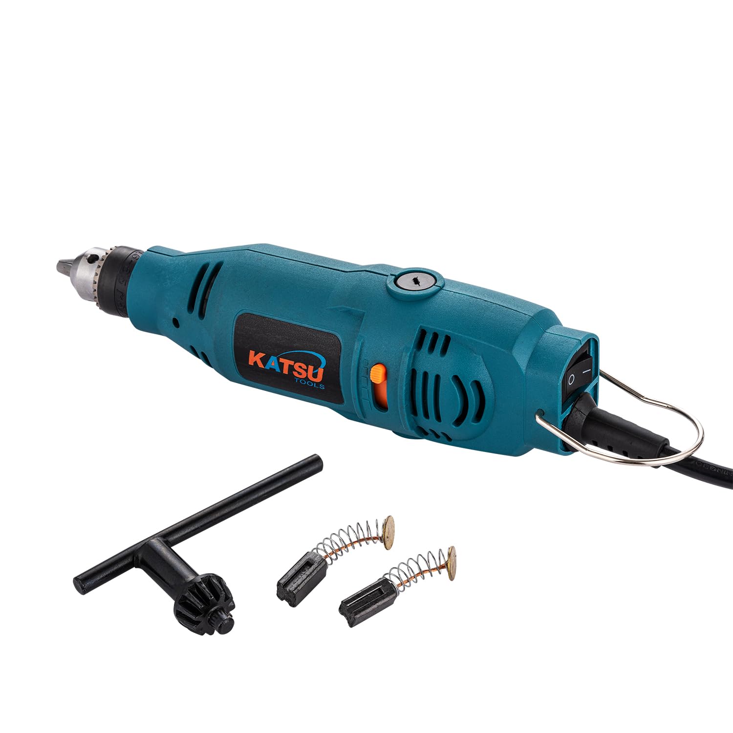 KATSU Tools Mini meuleuse électrique 130 W, meuleuse droite portative, outil rotatif à vitesse variable et mandrin de 6 mm pour polissage, gravure, sculpture, bricolage