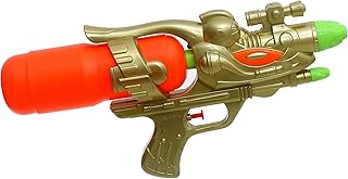 مسدس مياه من البلاستيك متوسط الحجم بتصميم رائع لإضفاء المزيد من المتعة مزود بخزان مياه من البلاستيك وسهل الاستخدام للأطفال - متعدد الألوان