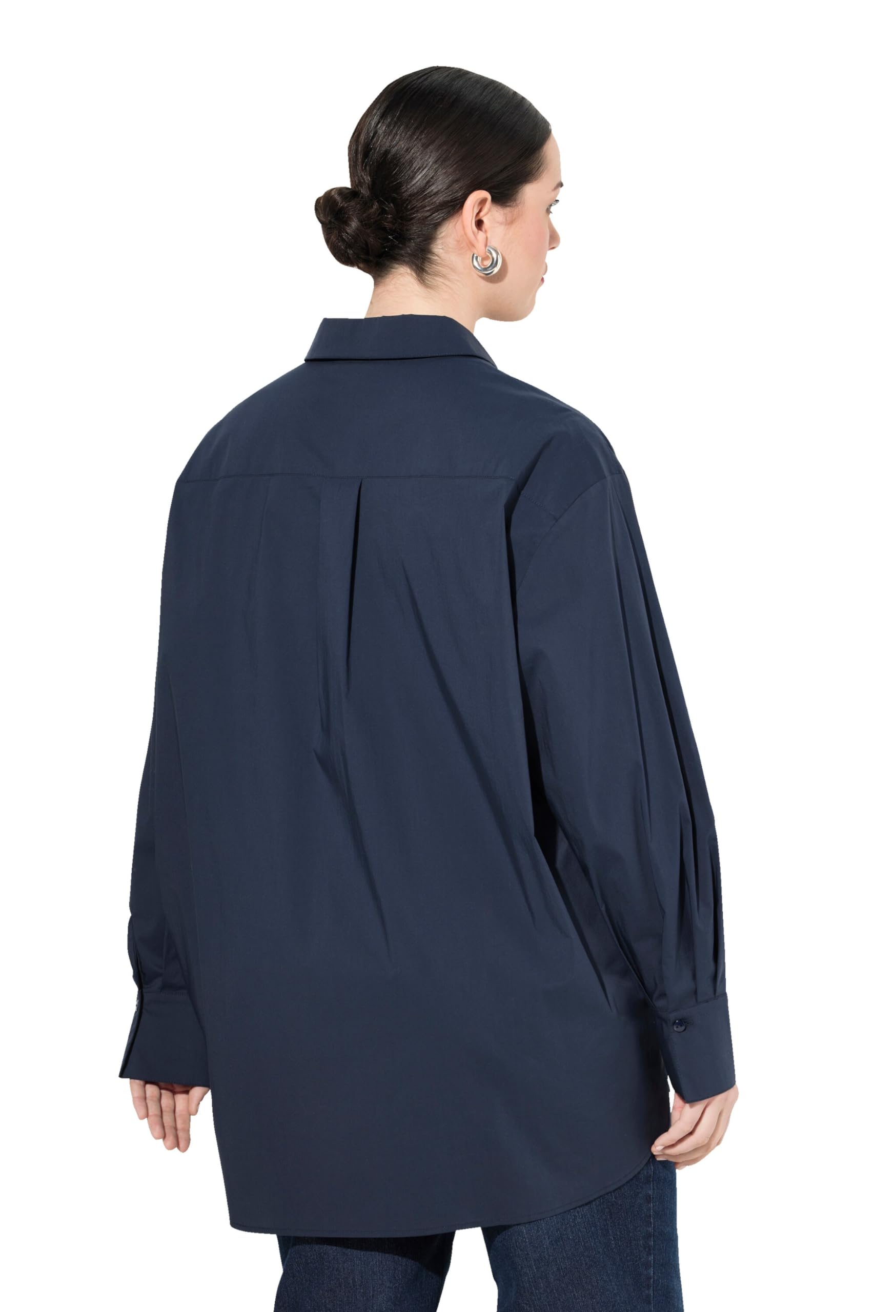 Ulla Popken Bluzka Kobiety Hemdbluse, Perlmuttknöpfe, Oversized, Hemdkragen, Langarm