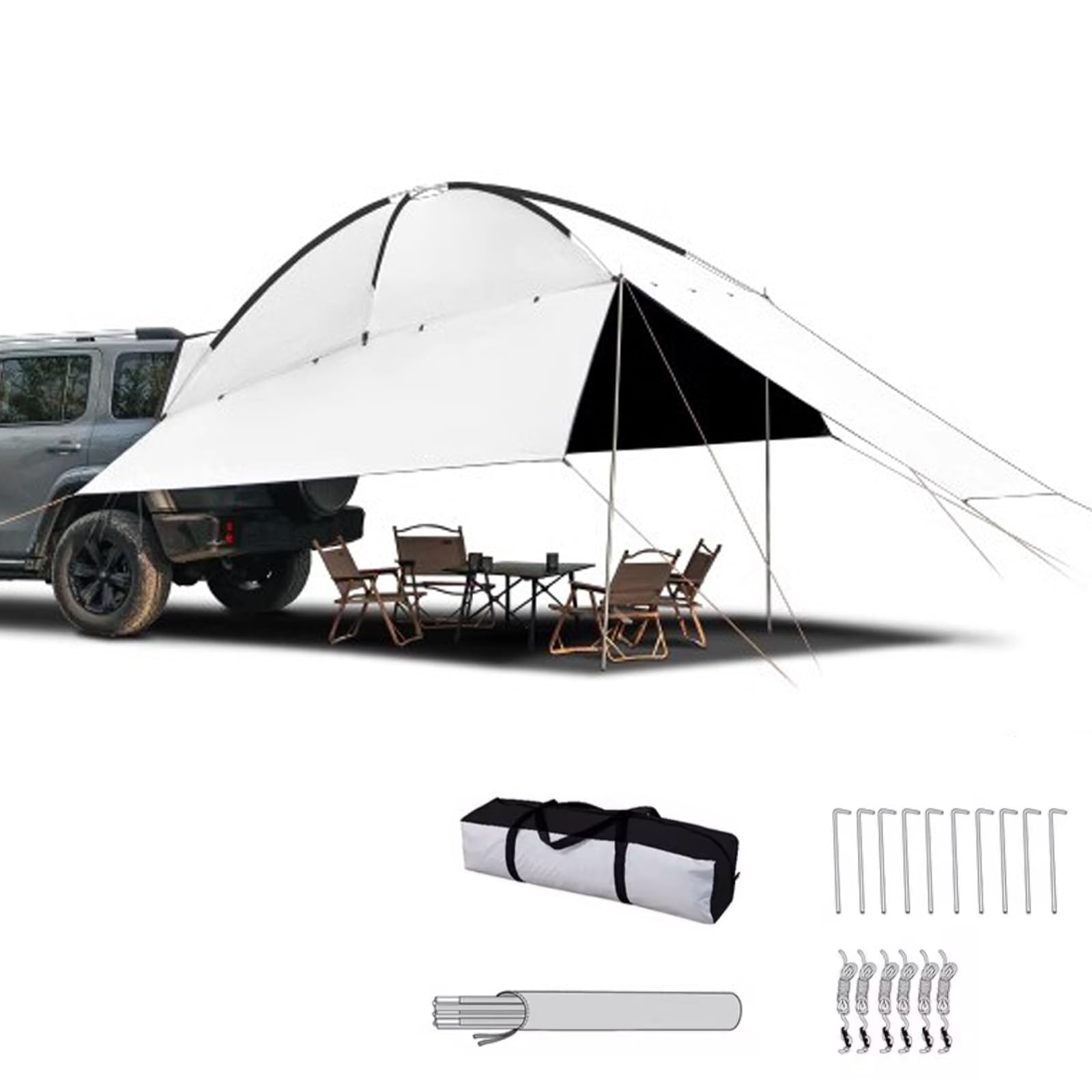 Tendalino Auto Tendalino Camper Tenda Auto, Tessuto in Poliestere 190T, Impermeabile e Anti-Sole PU 2000mm UPF50+, per Campeggio, All'aperto