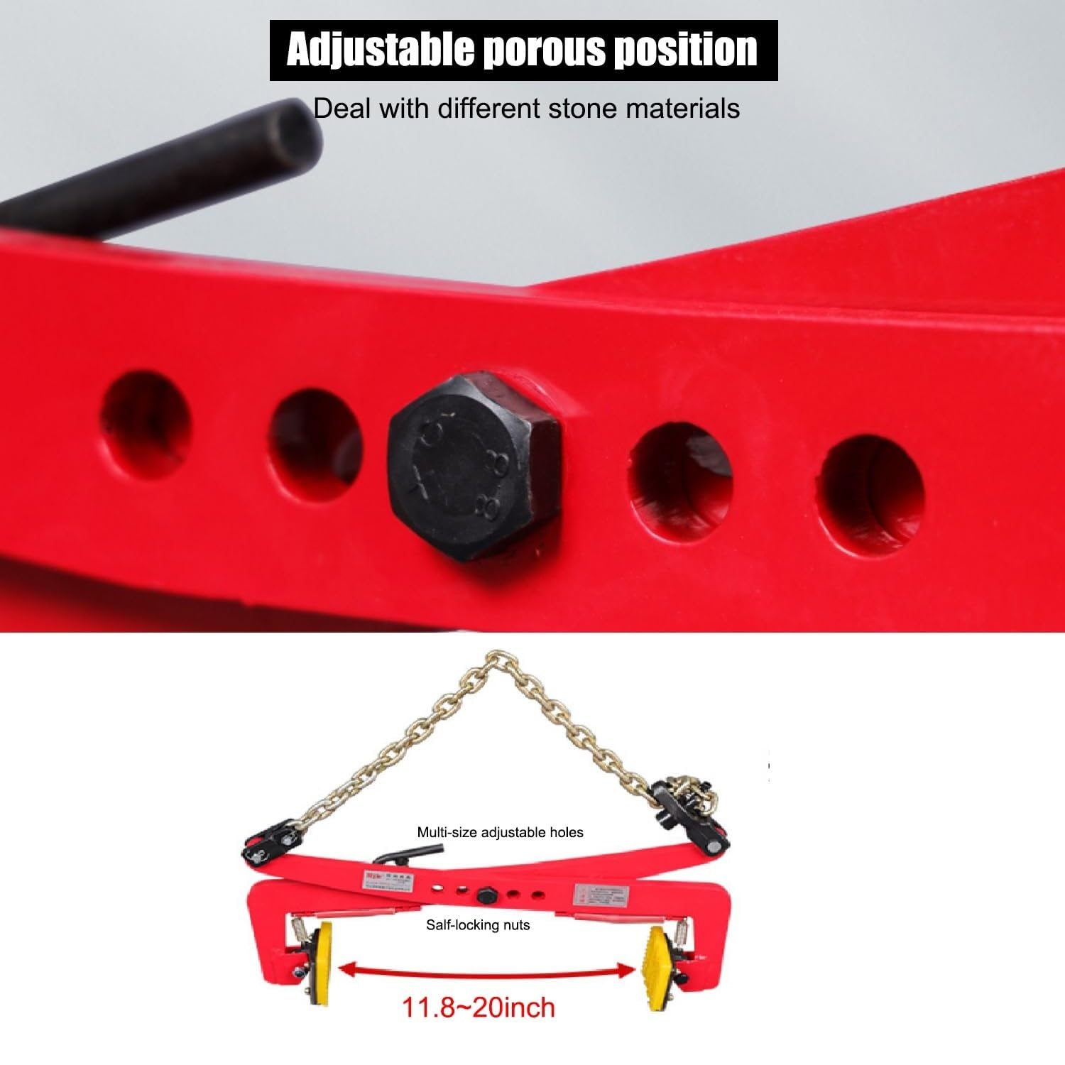 Abrazaderas Verticales de Alta Resistencia: mordaza Ajustable para un manejo Seguro de la Piedra, Ideales para Trabajos de construcción y albañilería.