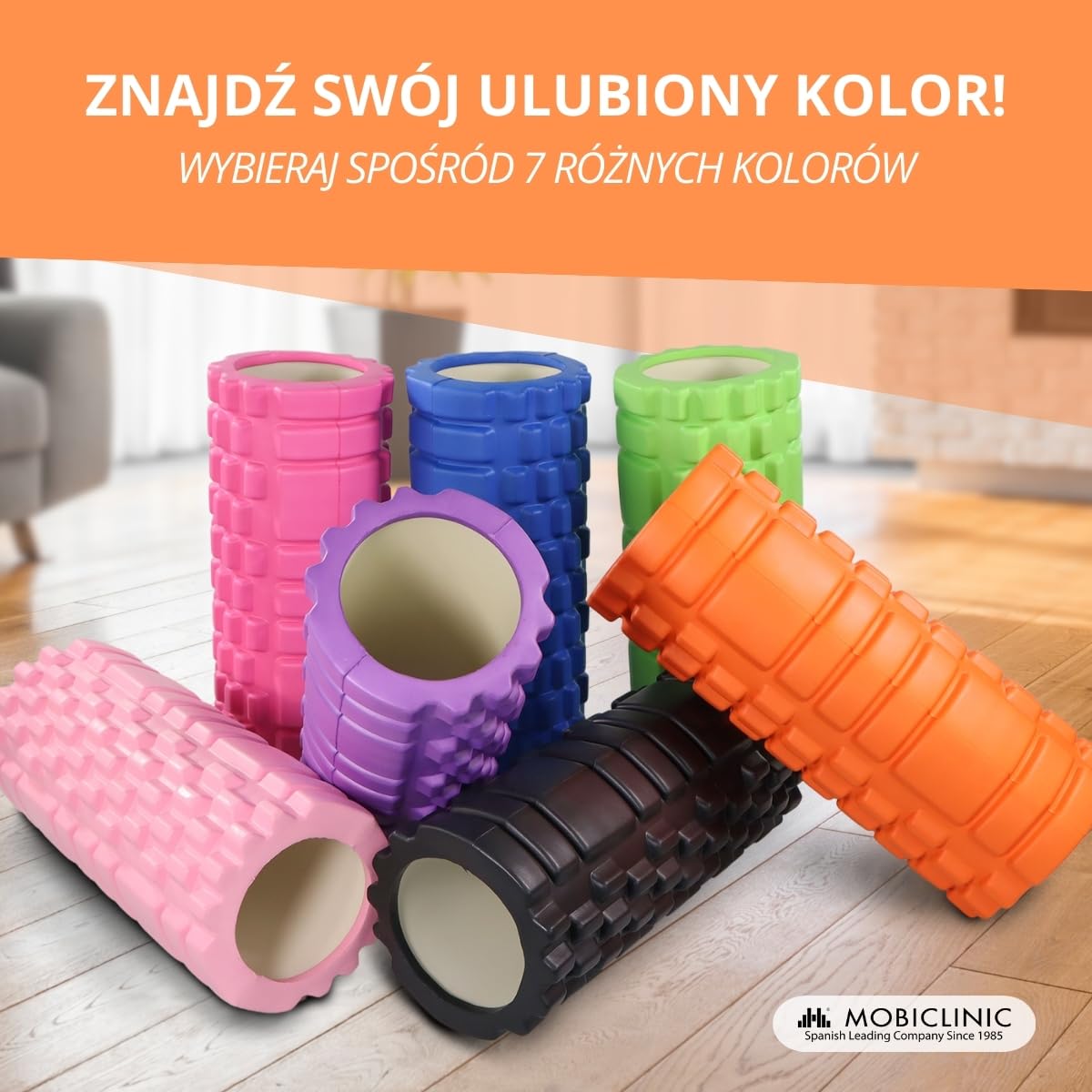 Mobiclinic® fitness, Wałek do masażu, Fitroller, Z pianki i eva, 14x33 cm, Pilates, Joga, Rozciąganie, Przenośny, Wielofunkcyjne użycie, Dla całego ciał, 3 poziomy