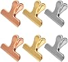 Set of 6, Heavy Duty Stainless Steel Bag Clips, SourceTon 3 x 2.4 Inch Durables Paper Seal Grip for Coffee Food Bread Bags, Kitchen Home Usage Silver, Gold, Rose Gold