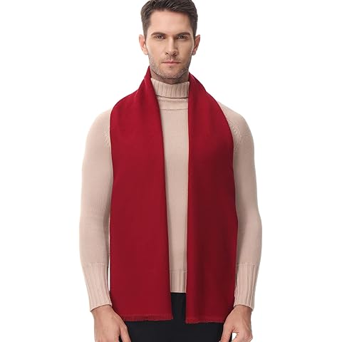 Mens Scarves Winter Warm Long Classic Fashion Business Plaid Solid Color Scarf for Men Gift