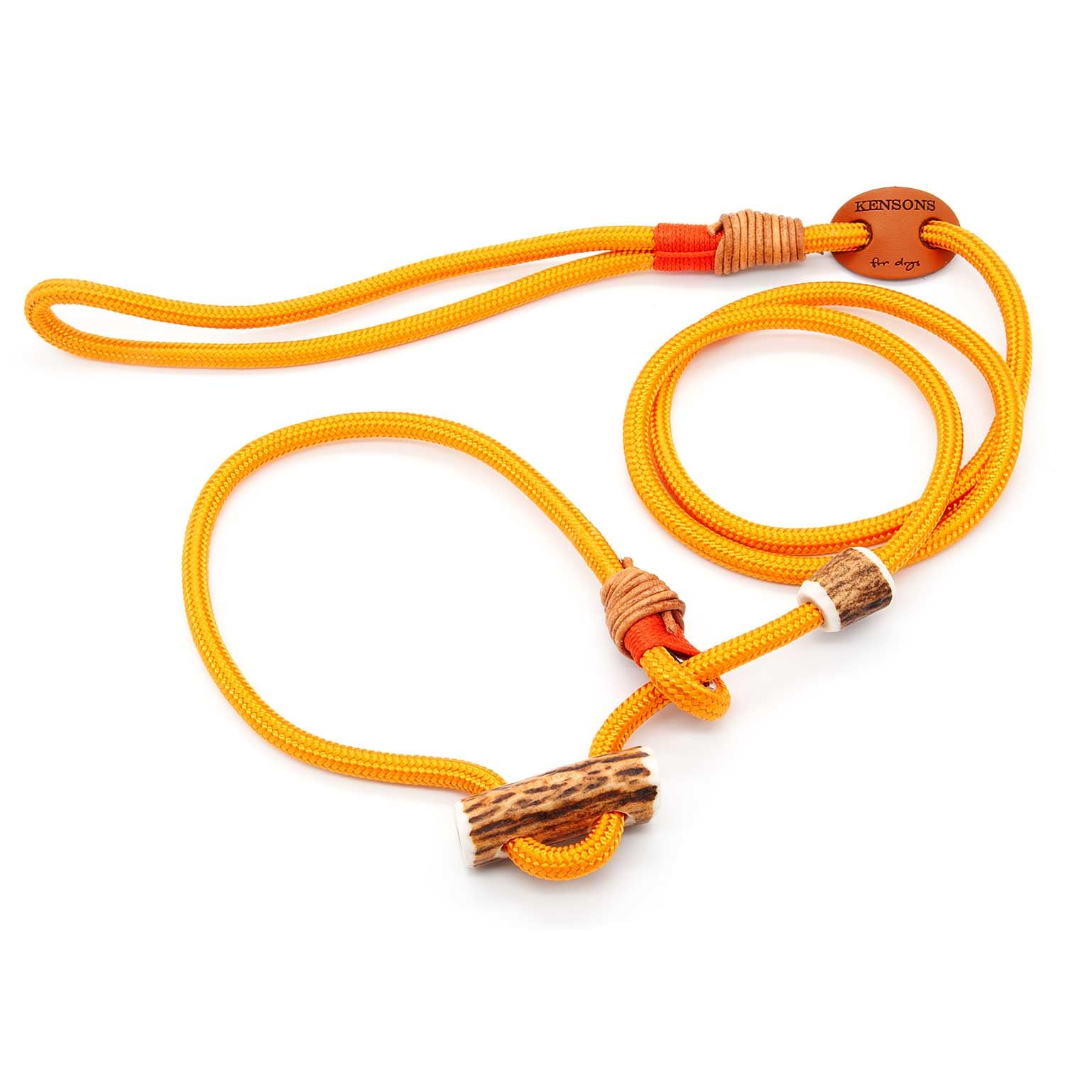 Retriever-Leine/Moxonleine Elegant-Style | handgefertigte Hundeleine aus Tau mit Halsbandfunktion & Horn-Stopper | 6mm – besonders leicht & handlich | Training, Alltag & Spaziergang