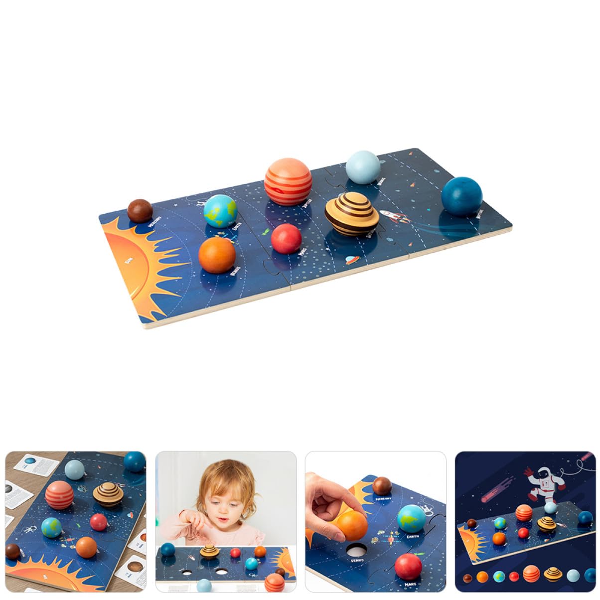 SOIMISS Rompecabezas Planeta Sistema Solar Madera para Niños Educativos Montessori Tamaño Único Cognición Espacial Aprendizaje Juego de 1 Set para Desarrollo Infantil