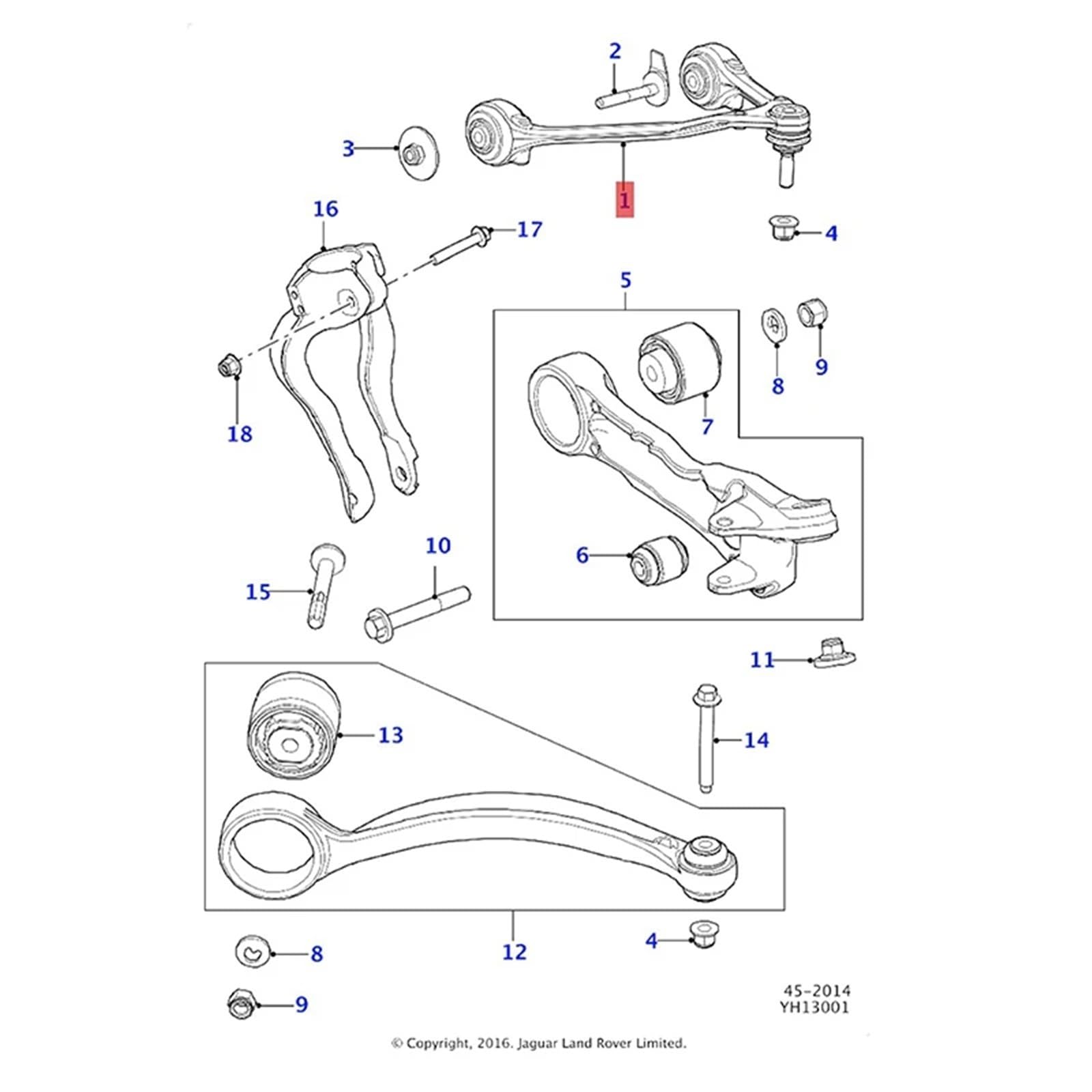 Wahacz samochodowy Przednie górne zawieszenie Wahacz typu U C2D2475 XR856012 C2C41960 C2D36804 C2D2474 Pasuje do Jaguar S-TYPE XJ XJL Wahacz sterujący(C2D2475)