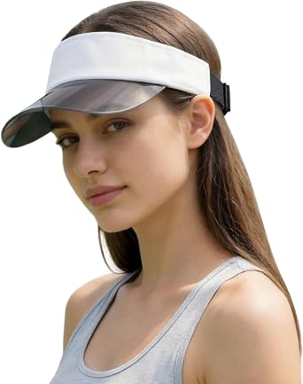SEAUR Clear Sun Visor Hat for Women Men UPF 50+ Transparent Brim Elastic Adjustable Headband for Golf Tennis Running