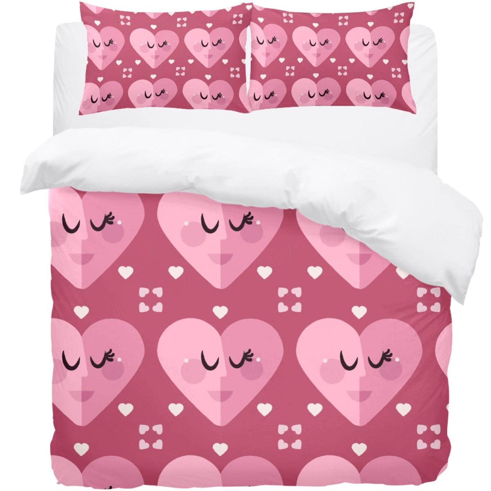 Housse de couette lit double avec motifs amusants et 2 taies d'oreiller de qualité