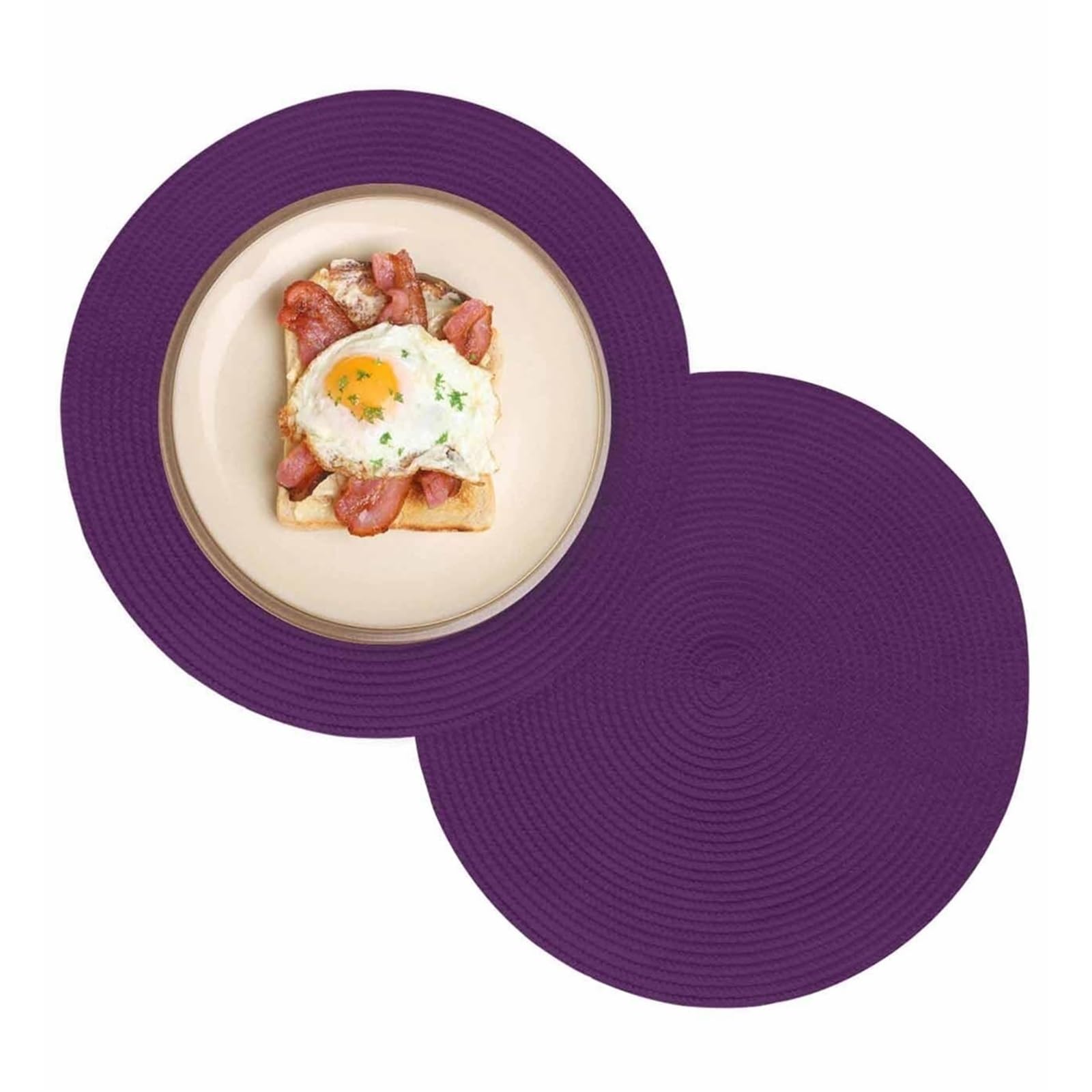 Luvafey One Color 4Pc Braided Round Solid Dining Placemats