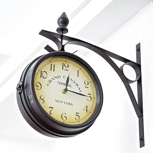 BELMAKS Vintage Double Sided Industrial Wall Clock for Outdoor Decorative Art Antique Decor Office