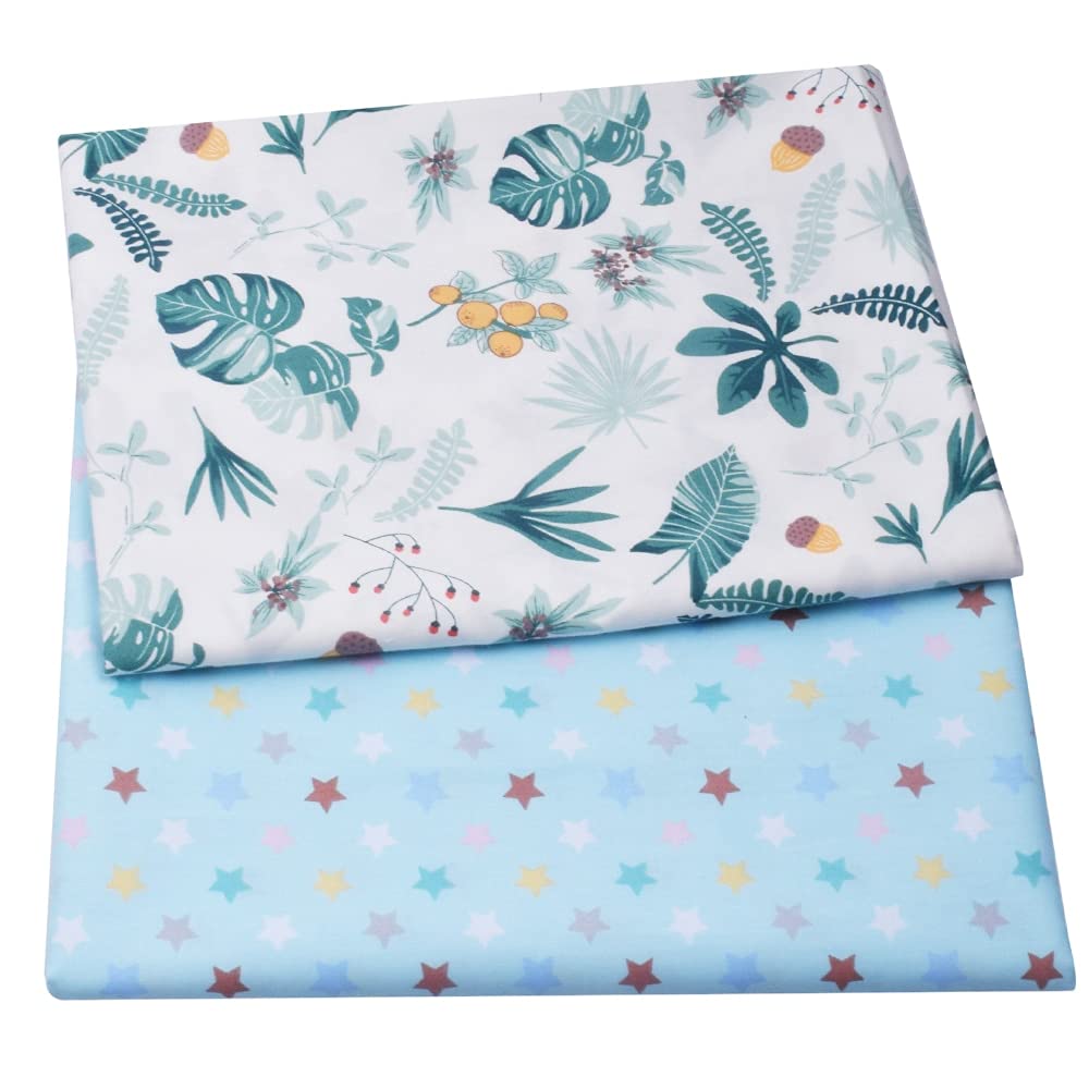 Tessuto Stampato in Cotone a Forma di Farfalla Floreale 2 Pezzi per Bambino, Panno per Patchwork Fai-da-Te per trapuntatura Quilting per Bambini