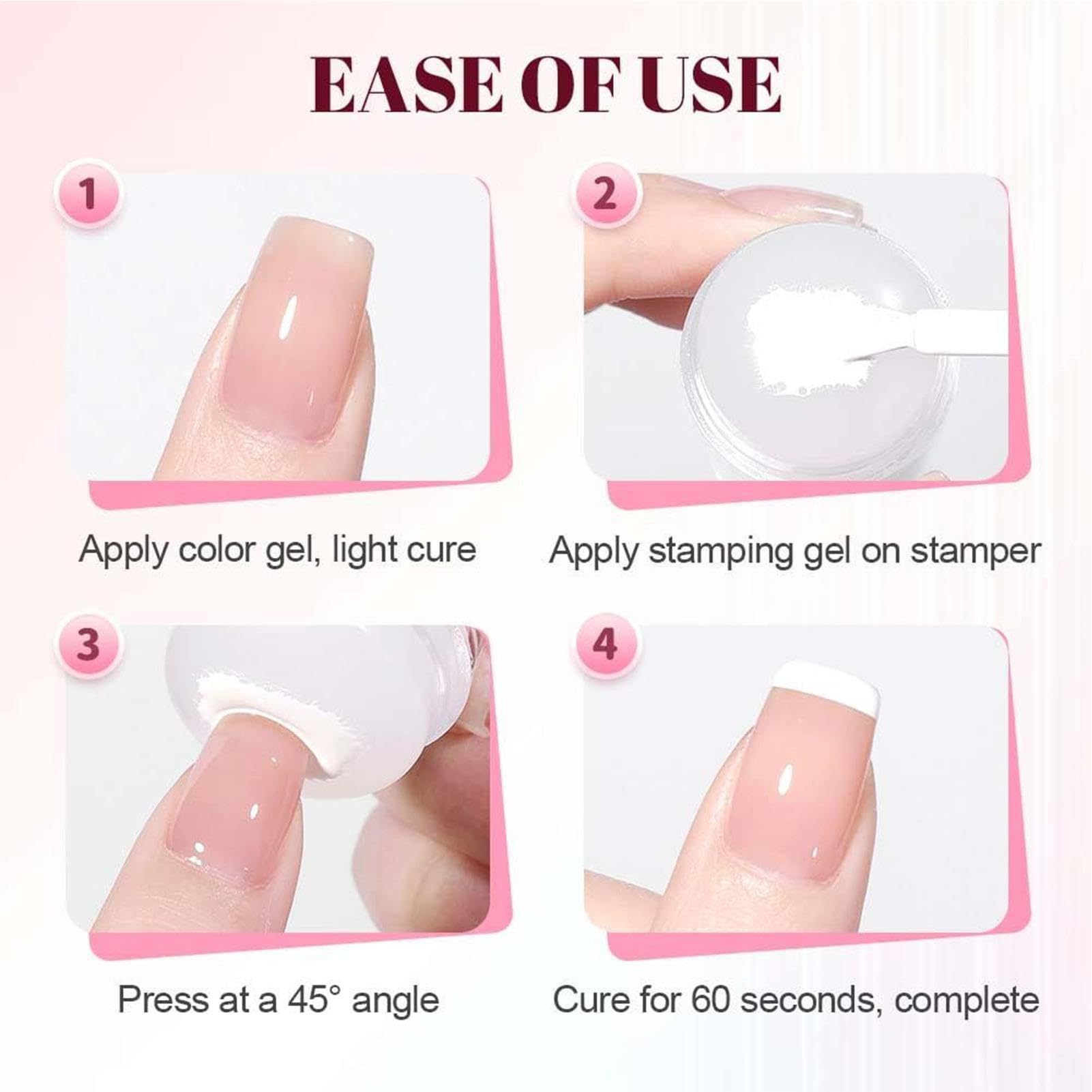 Kit Di Timbri Per Unghie Con Punta Francese In Silicone Stampo Per Unghie In Silicone Trasparente Strumento Di Stampa Per Nails Per Ragazze Manicure A Casa Salone D'arte Fai Da Te