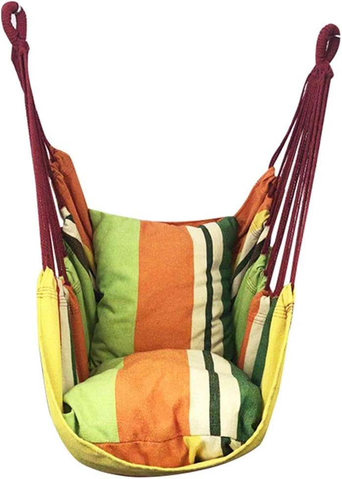 Color Stripe Swing Hanging Chair with Pillow Canvas Cradle Chair Hammock Home Indoor Outdoor Seating Chair Swing 51.1x39.3inch Swing Seat (Color : C) (D)