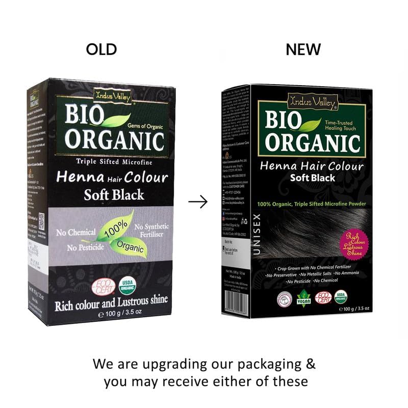 Miniatura 3 de Indus Valley Kit de coloración de cabello de henna orgánica para mujeres, sin químicos, cobertura 100% de canas, polvo de henna negra suave natural,