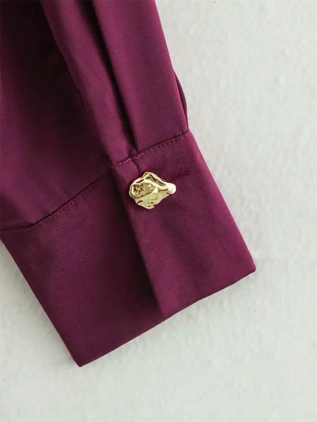 Camicia Donna Camicie Autunno Camicette Eleganti E Rilassate alla Moda per Le Vacanze Street Chic Youth Joker Primaverile-Bordeaux-m