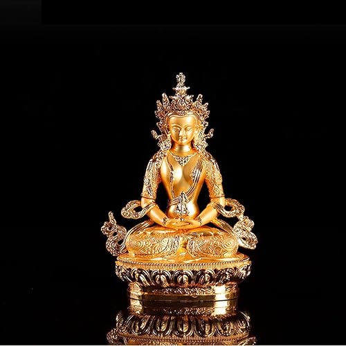 Miniatura 2 de NYKK Estatua de Buda LongevityAmitayus 6 pulgadas Buda Aleación Metal Budista Proveedores HogarOficina Decorar Estatua Artesanía Escultura de Buda