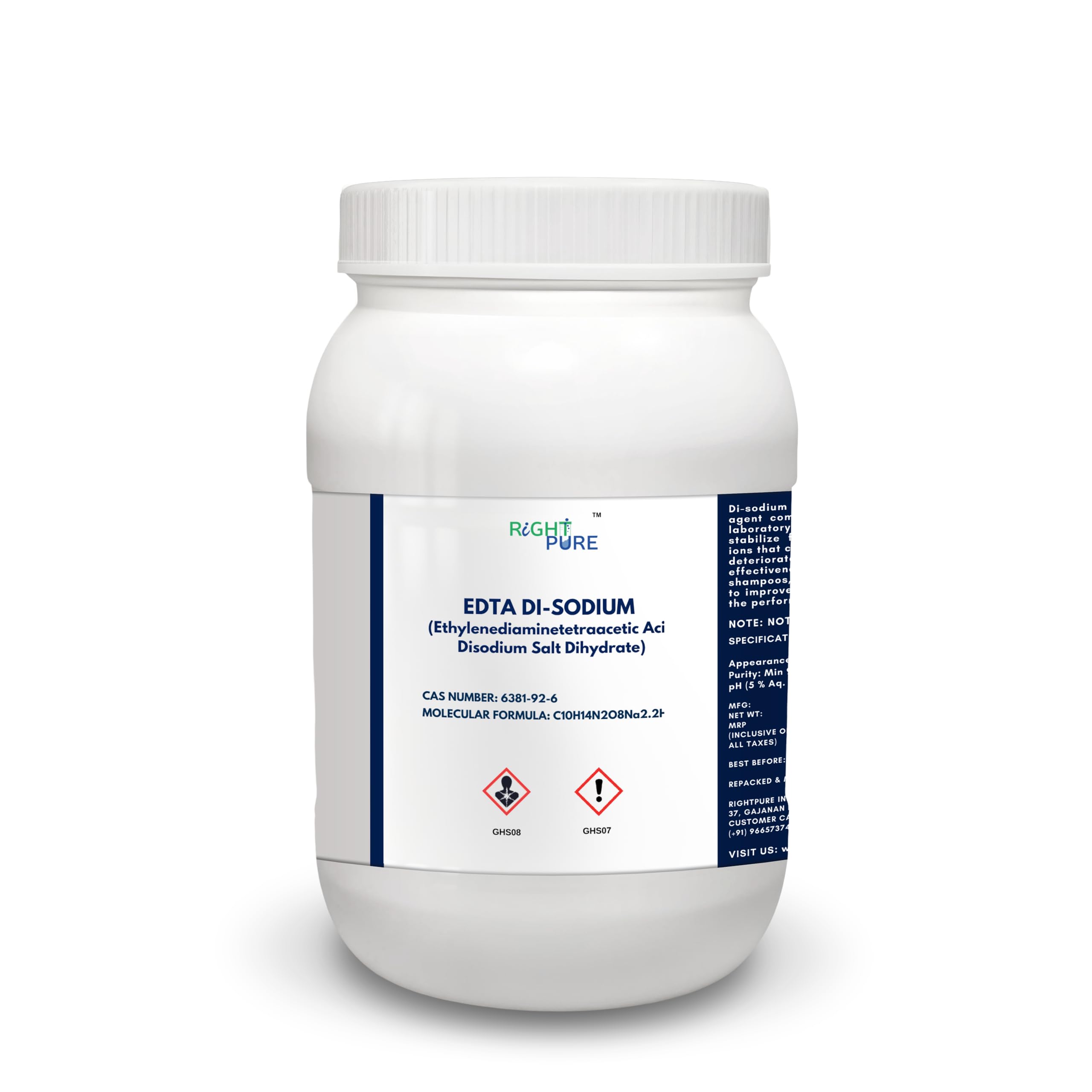 RIGHTPURE® Disodium EDTA Powder – High Purity Chelating Agent, Stabilizer & Preservative for Cosmetics, Skincare, Laboratory & Industrial Use / 400 gm-image-2