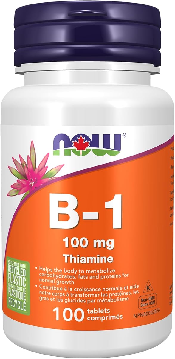 NOW Supplements, Vitamin B-1 100 mg, Energy Production, Nervous System Health, 100 Tablets
