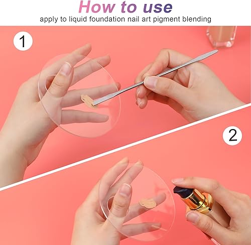 Miniatura 4 de Bandeja de paleta de maquillaje, 2 unidades, bandeja de mezcla de maquillaje transparente, paleta de cosméticos acrílica con 2 piezas de espátula,