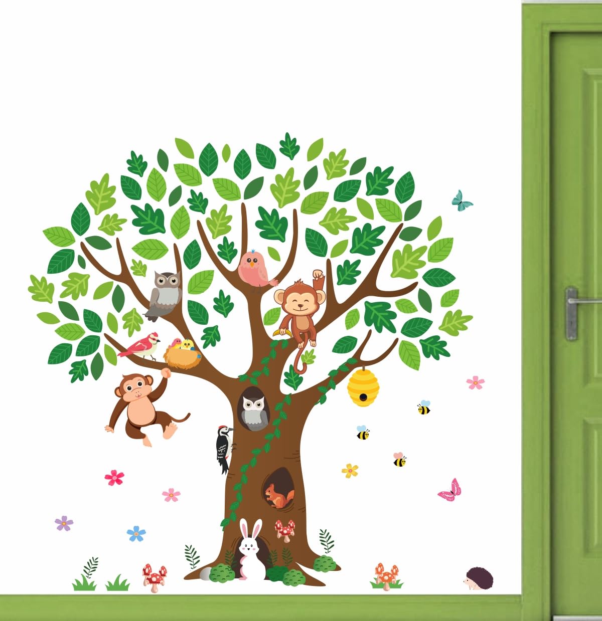 Rawpockets Kids Jungle Animals Family Playing on The Tree Self Adhesive Sticker (B0D45K5MLN) Amazon Price History, Amazon Price Tracker