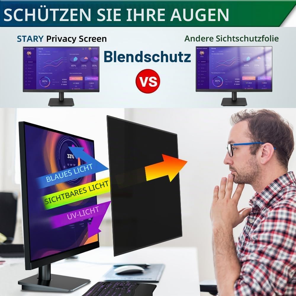 STARY Blickschutzfolie für 27" 16:9 Ultra-Slim Bezel Monitor Selbstklebend