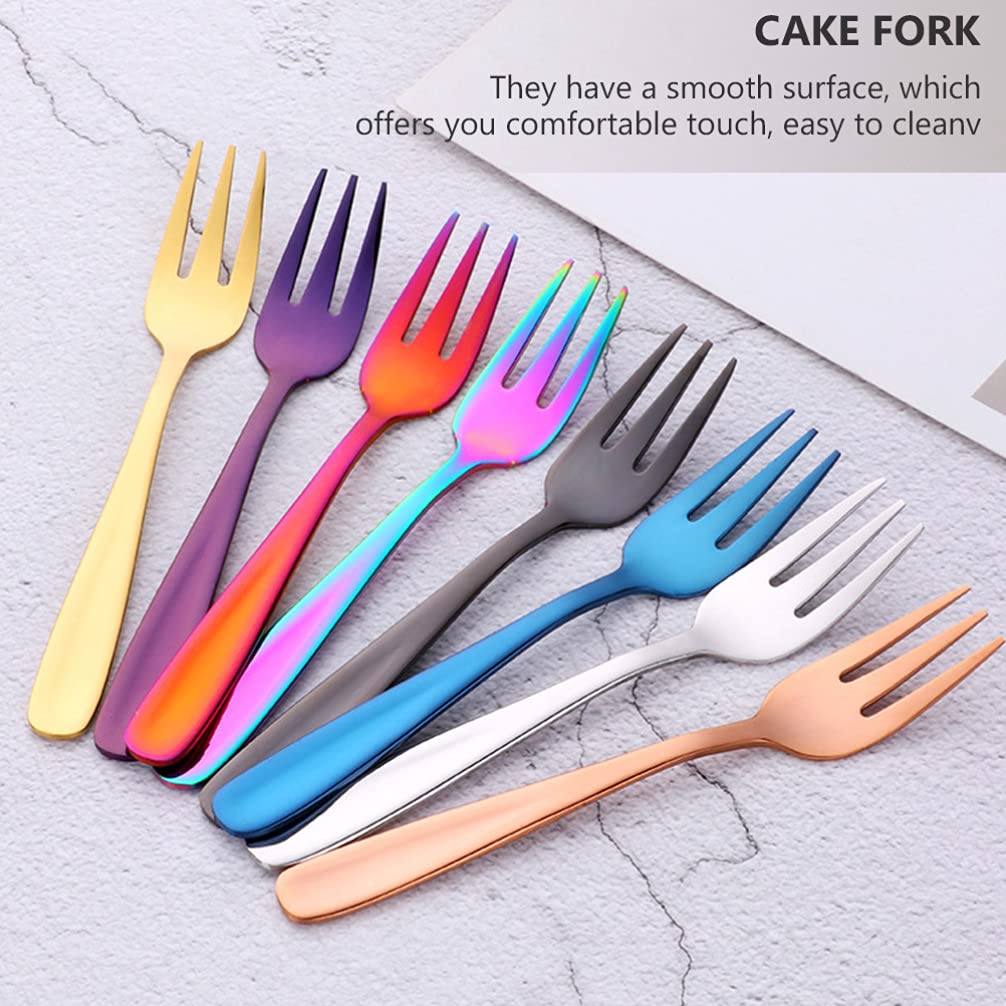 8pcs Stainless Steel Fruit Fork Stainless Steel Dessert Fork Stainless Steel Fork Food Forks Kitchen Gadgets Stainless Steel Cake Fork Home Tableware