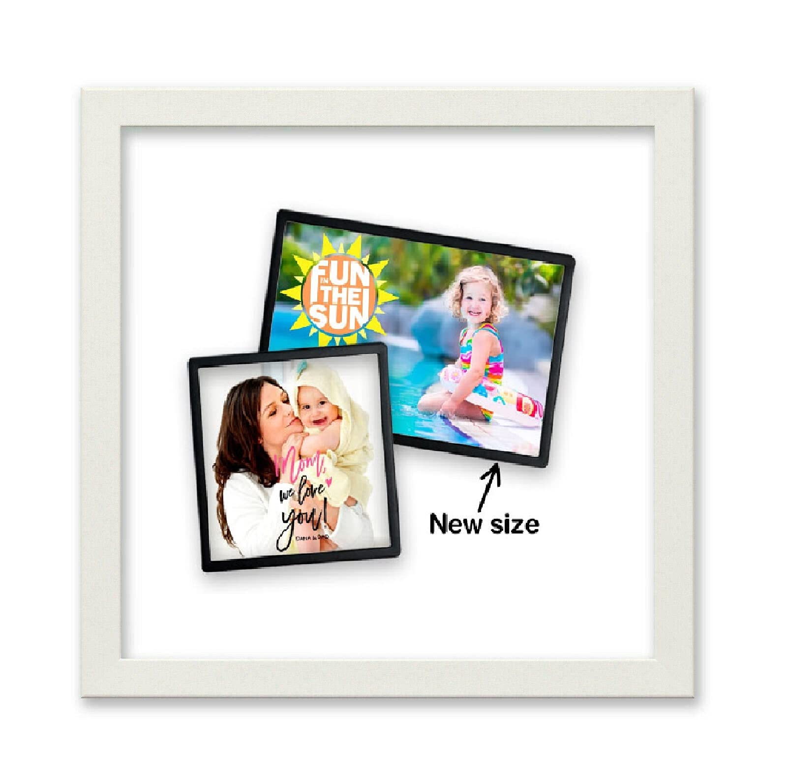 Photo Framer White Modern Photo Frame Picture Frame Poster Frames Real Wood 40Cm X 40Cm Acrylic Glass