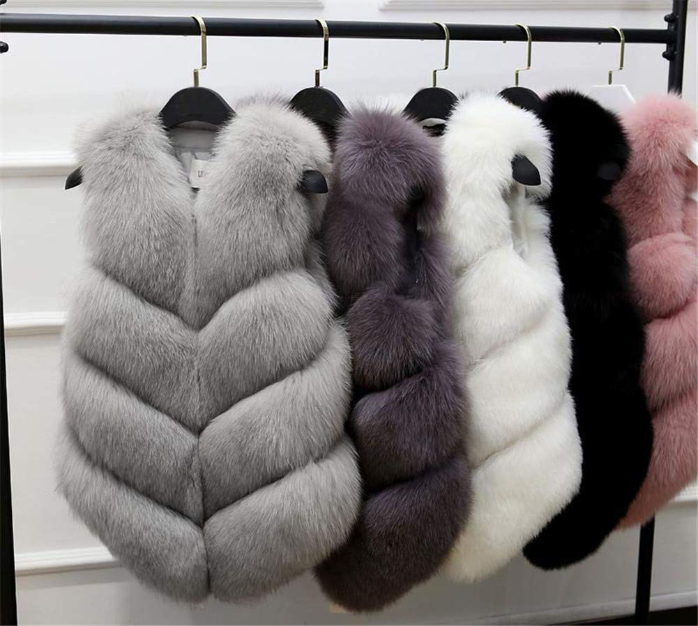 MISSMAO Femmes Manteaux pour Faux Fourrure Gilet Élégant sans Manches Long Gilet Chaud Manteau de Fourrure Fausse Fourrure Longue Fourrure Veste Hauts Outwear Veste d'Hive Gris Clair 2XL