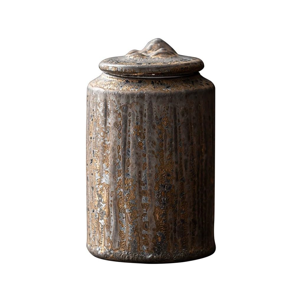 OGOODLE Tea Can Retro Portable Stoneware Tea Can Household Small Kitchen Sealed Storage Jar