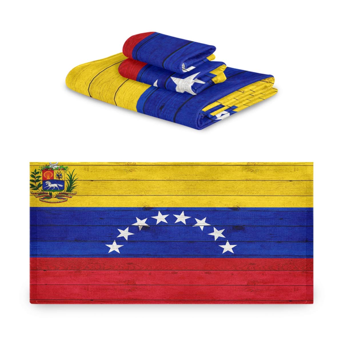 RsebidR Venezuela Flag Set of 3 Soft Absorbent Towels 1 Bath Towel 1 Hand Towel 1 Washcloth for Kitchen Beach Gym Spa Bathroom Hotel