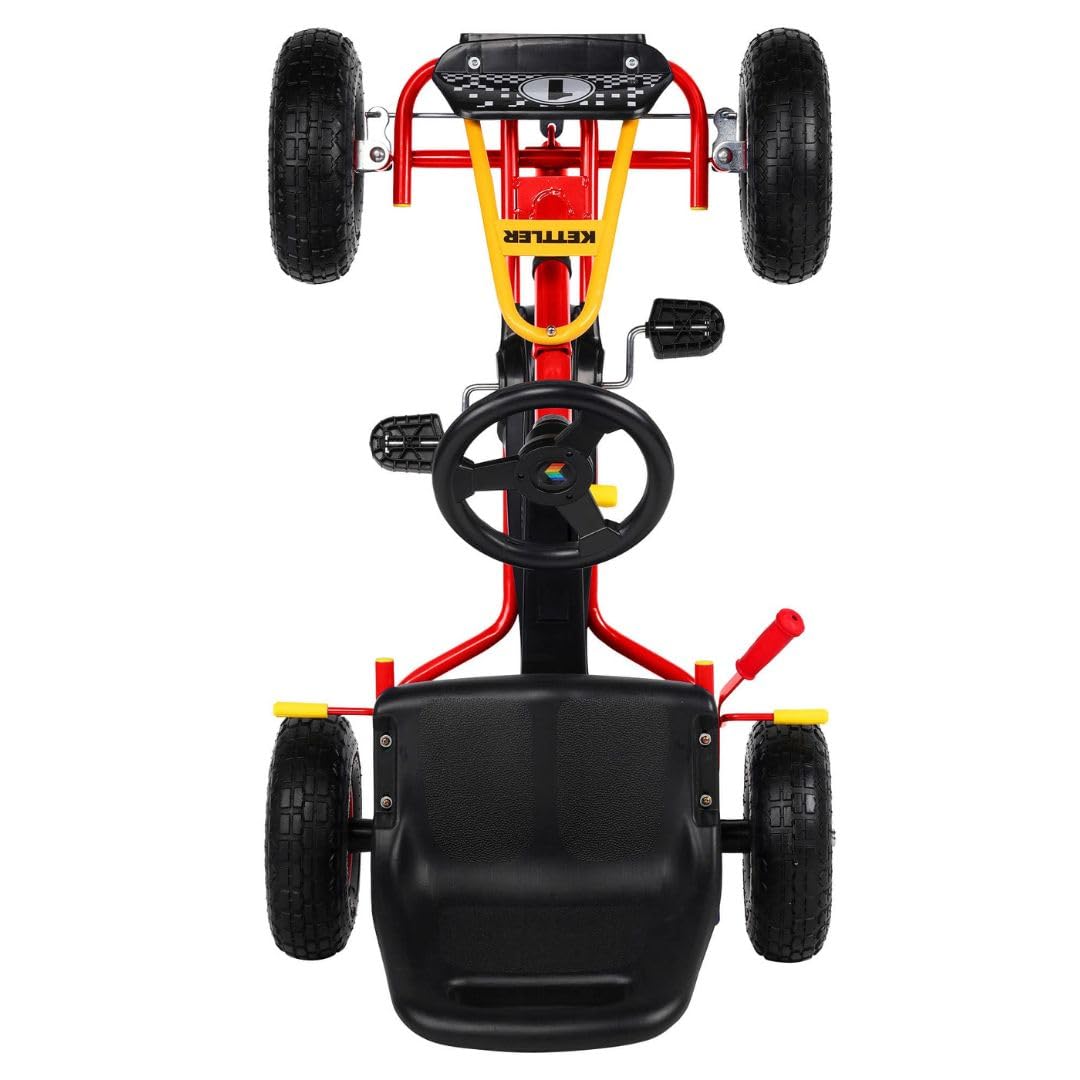 kettler pedal go kart Kettcar Retro I Design rétroI À partir de 3 Ans I Siège réglable sur 2 Positions I Frein à Main I Pneus à air I Cadre et Roues déjà montés : INVADER GEAR TACTICAL COMBAT Fight Ready Finish:Glanz