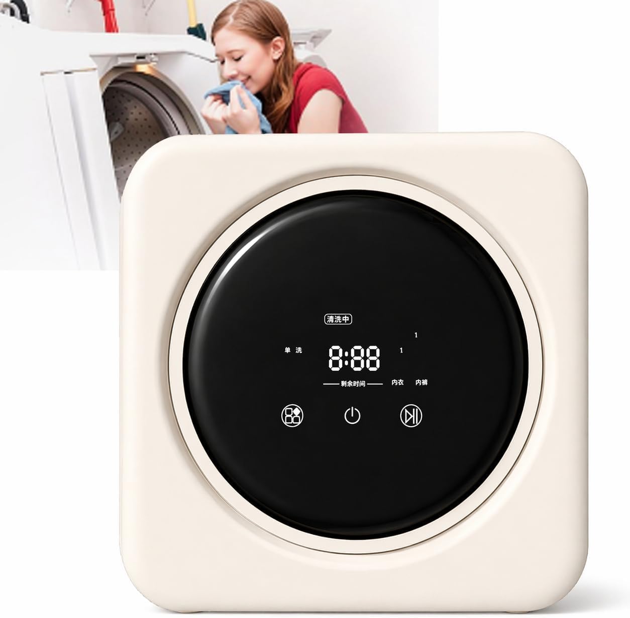 Frontlader-Waschmaschine Wandmontage 3kg Vollautomatisch mit Touch-Steuerung 4 Waschprogramme Kompaktes Design für kleine Räume und begrenzte Häuser