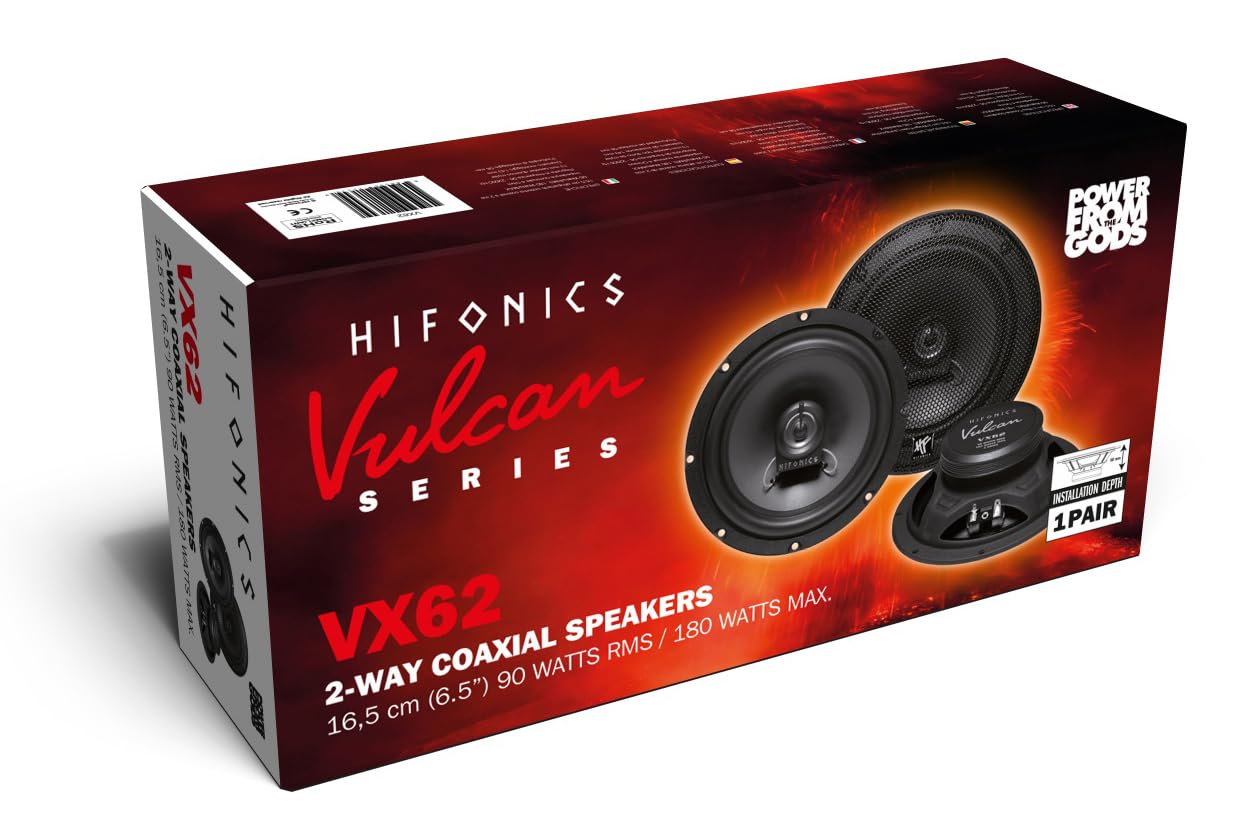 Hifonics VX62-16,5cm (6.5") 2-Wege Koaxial-Auto-Lautsprecher | 1 Paar | EInbau-Lautsprecher für Car-HiFi Fans | Vulcan Serie