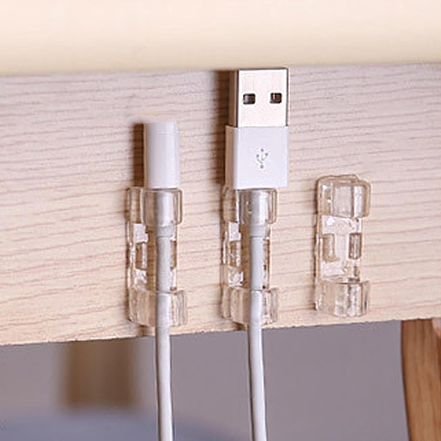 Adhesive Cable Clip - Cable Organizer Clip | Cable Holders for Cords, 20pieces Non-Punching Cord Management Holder, Ethernet Cable Clip for Powers Cords, SB Charging Data Cable Winder