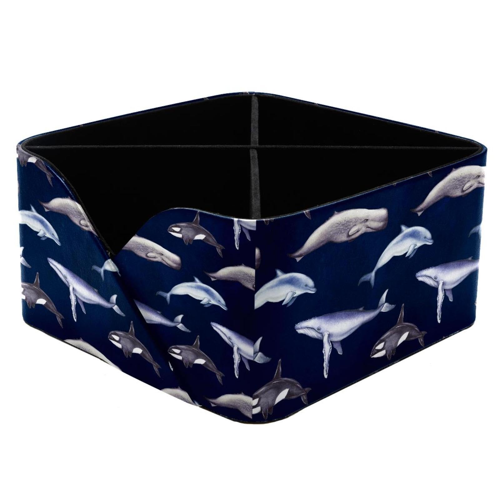 KengjuTesu Killer Whale Dolphin Pattern Desktop Organizer Pen Holder, Rectangular Pencil Cup for Office, Study and Makeup Stations