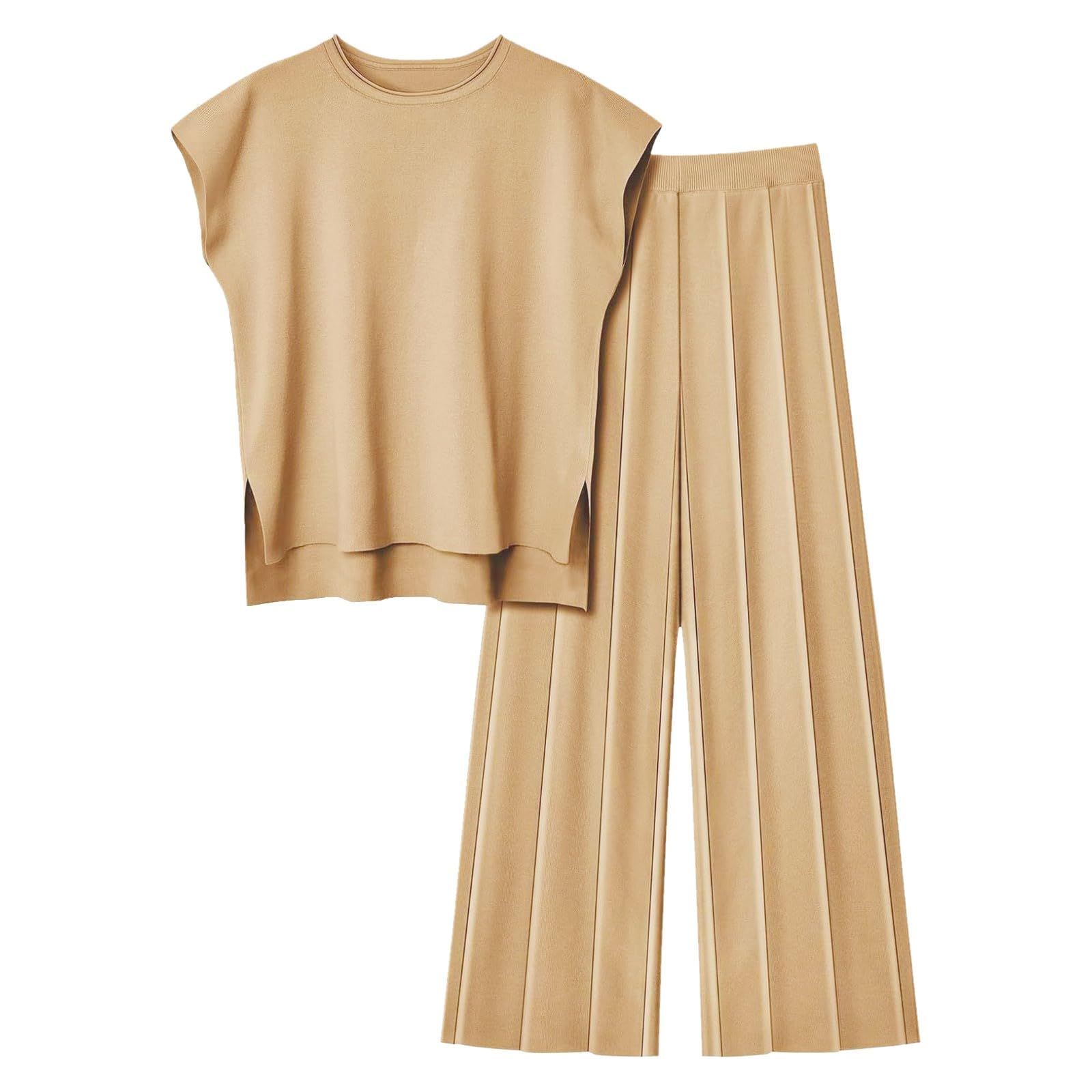Ensemble Femme Pantalon Et Haut Mariage Printemps Décontracté Combinaison Tailleur Respirant Ensembles Survetement Loungewear pour en Tricot Doux Tenue Deux Pièces Confortable Pull Large Intérieur