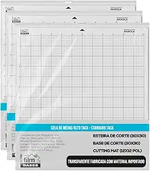 5 Bases de Corte Com Cola 30x30cm, Transparente, Compatível com Silhouette Cameo e Outras Máquinas de Corte - Power Film