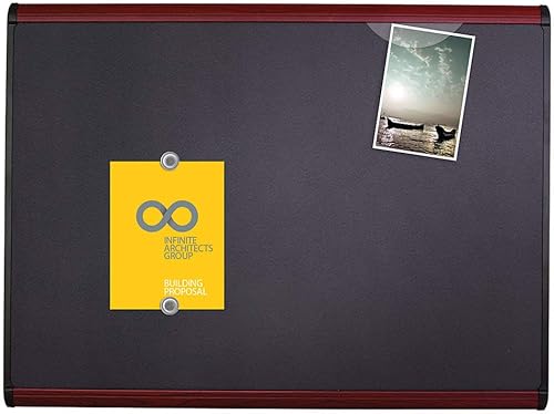 Miniatura 8 de Quartet Prestige Plus - Tablón de anuncios magnético de tela, 3 x 2 pies, marco con acabado de caoba, una pizarra por pedido (MB543M)