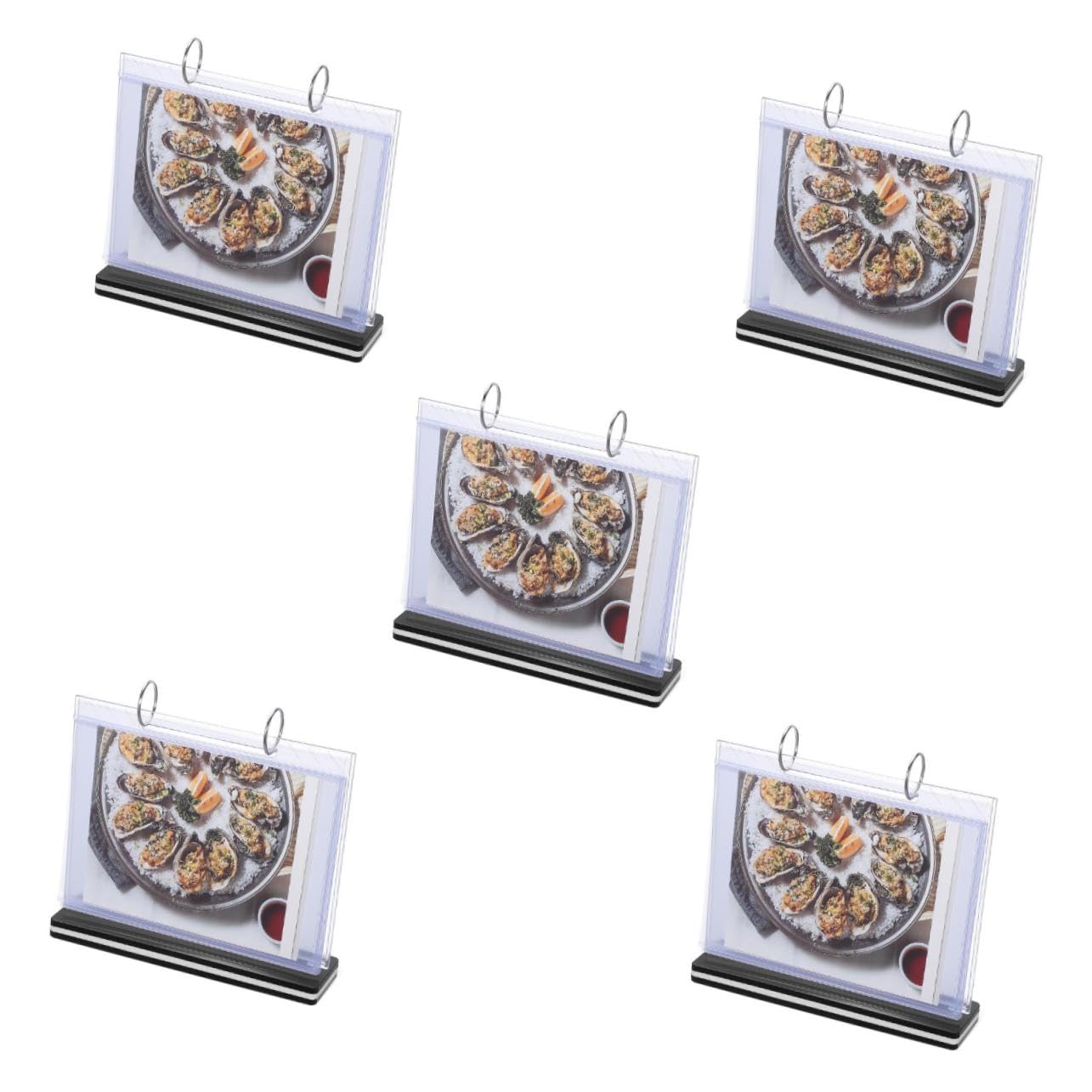 5 Piezas Soporte para Tarjetas Transparente Horizontal Páginas Expositor Resistente para Menús Fotos y Folletos Organizador de Escritorio y Multiusos