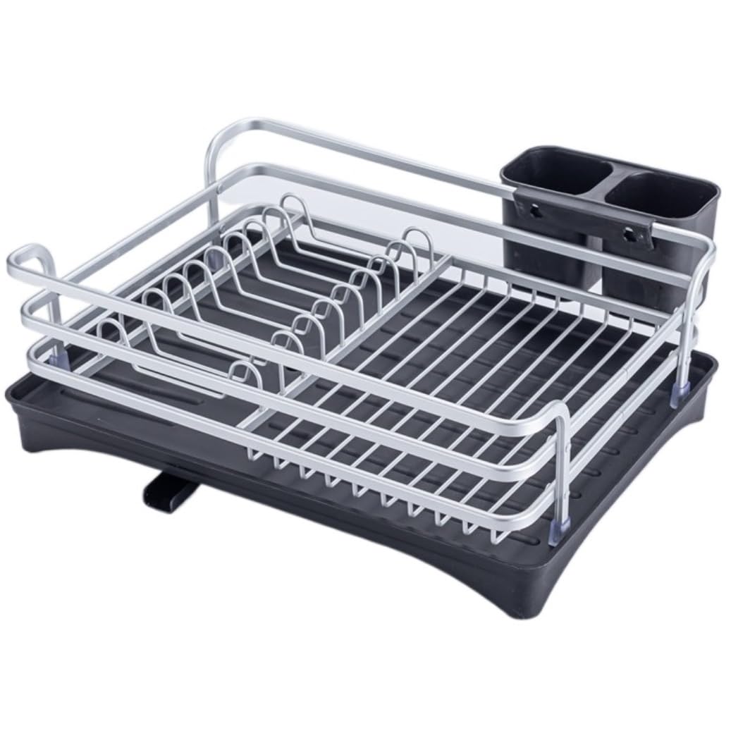 Aluminiowy stojak do suszenia naczyń – solidny pojemnik kuchenny do talerzy, sztućców i silów, nowoczesny zlewozmywak Sto Solut, oszczędzająca miejsce konstrukcja ułatwiająca czyszczenie