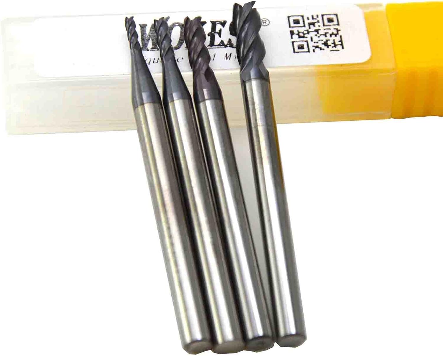 Wokesi 2mm 3mm 4mm 6mm Cutting Dia,Corner Radius End Mill Set,Pack of 4,Std Length,4Flutes,TiAlN Coated,HRC55,Solid Carbide,CNC Router Bits Milling Tools (2mm+3mm+4mm+6mm)