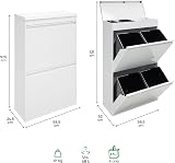 Arregui 4-Cube Steel Waste and Recycling Bin and Multi-Purpose Top Tray, White, 97.5 x 58.6 x 24.4 cm - 5