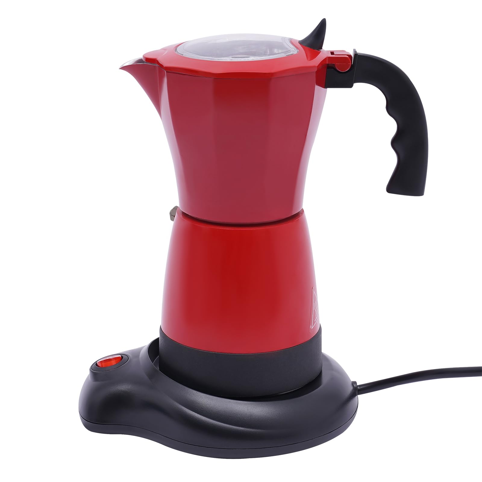 Cafetera espresso eléctrica, cafetera espresso eléctrica, con base, para 6 tazas de espresso de 300 ml, color rojo