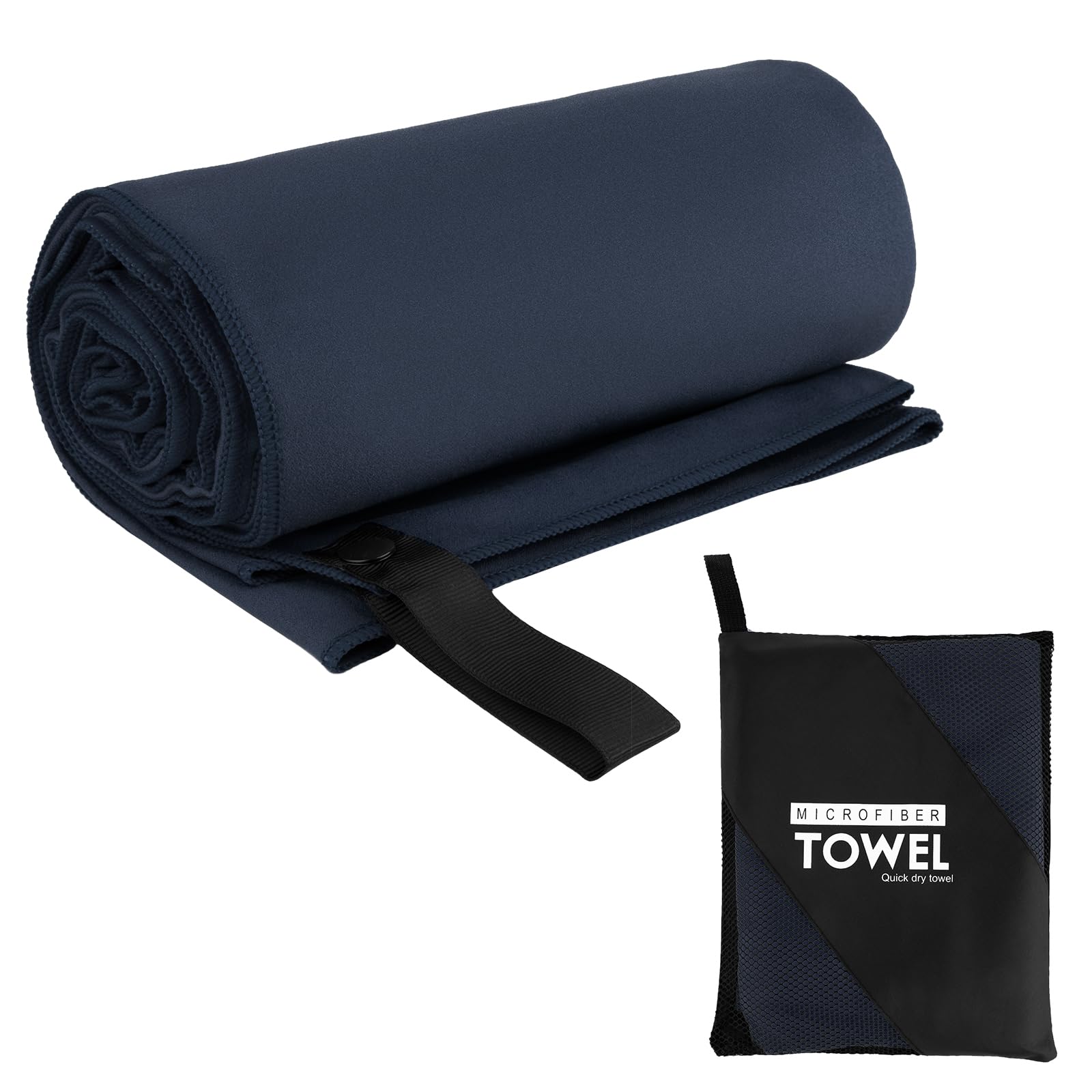 Muka Microfiber Yoga Towel Quick-drying, Super Absorbent Sweat Towel for Hot Yoga, Navy Workout Hand Towels 48x24 Inch