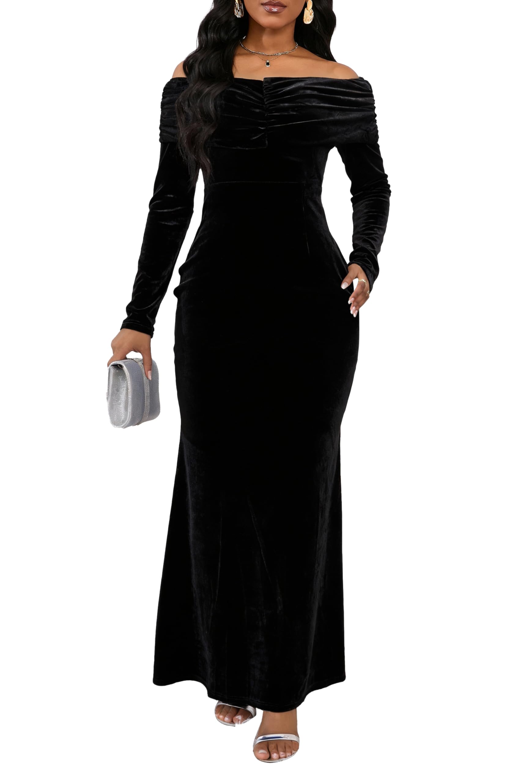 IbuduSexy Women's 3/4 Sleeve Maxi Dress with Pockets Summer Church Formal Belted Wedding Guest Dress