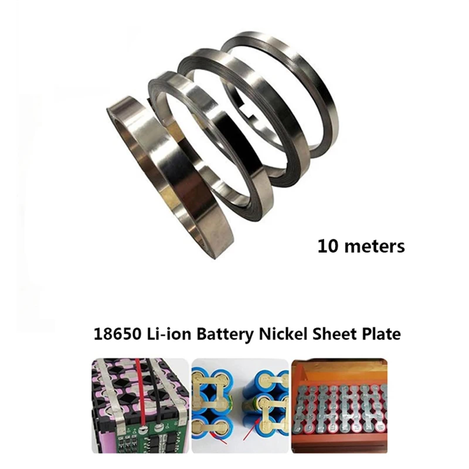 Nastro in strisce di nichel, Nastro in striscia di nichel for ioni di litio 2 pezzi Argento 0,3 mm x (3-30) mm x 10 m(0.3mmx30mmx10m)