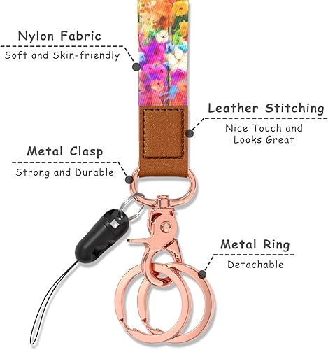 Miniatura 3 de Rimilak Llavero de pulsera, cordón de muñeca para mujeres y hombres, llaves de automóvil, insignias de identificación, tarjeta, cartera, cámara de